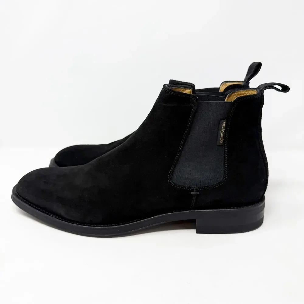 NWOB Russell & Bromley Black Suede Chelsea Boots Men’s Sz 44.5 Made in Portugal